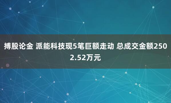 搏股论金 派能科技现5笔巨额走动 总成交金额2502.52万元
